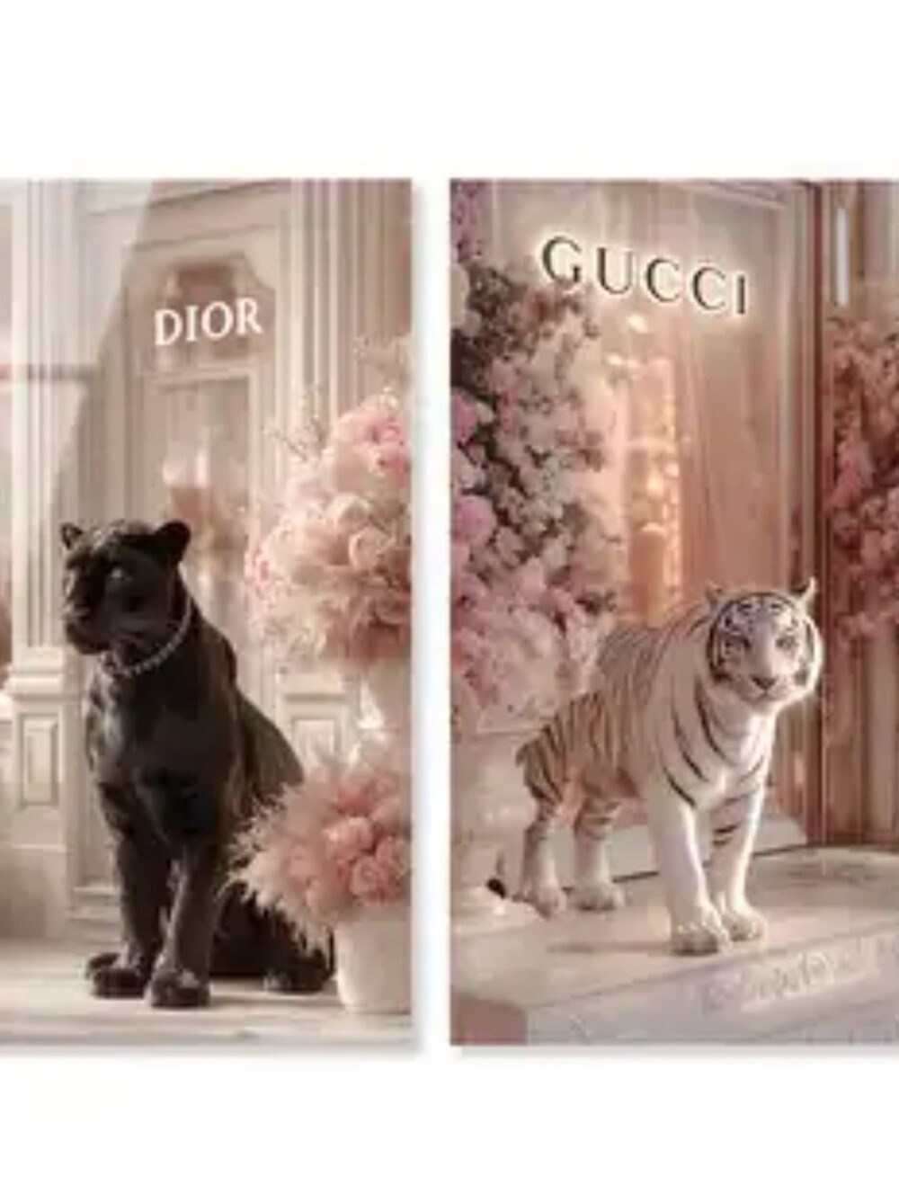Sophistique Gucci Tiger & Dior Panther Framed Wall Decor Set